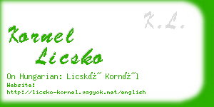 kornel licsko business card